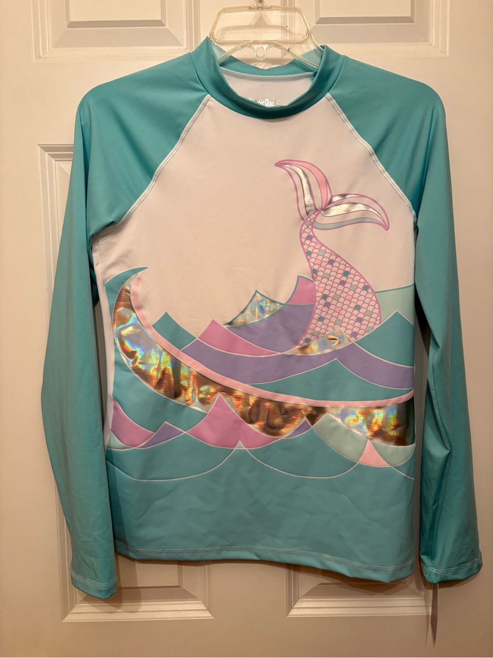 Cat and Jack girls long sleeve mermaid swim top
